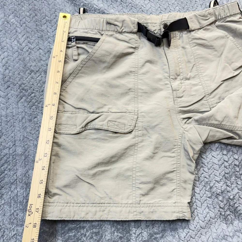 The North‎ Face Cargo Shorts Mens Large Tan Nylon Hiking Belted Utility Pockets